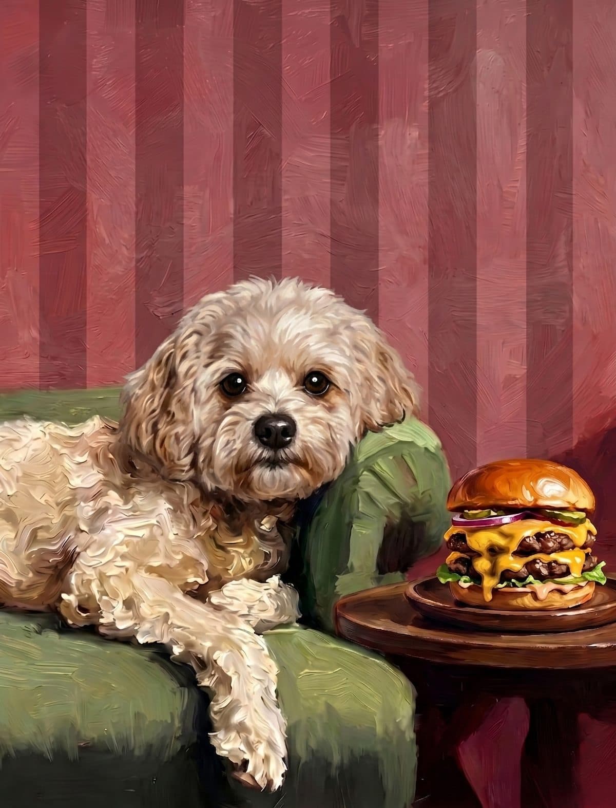 TW house illustration with burger and dog